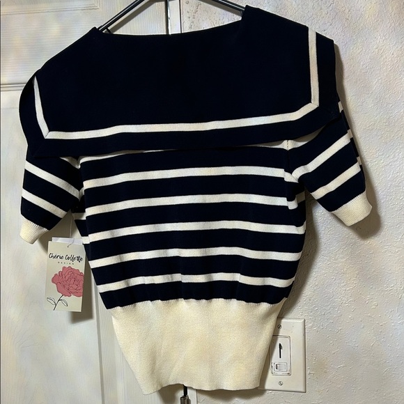 Cherie Colette Navy and White Striped Top - Picture 14 of 16
